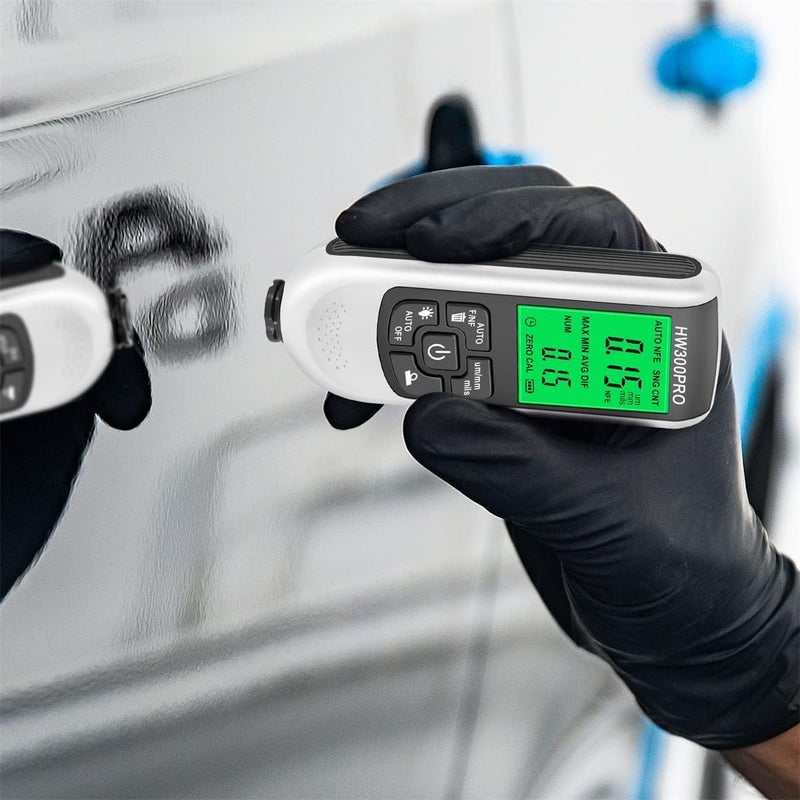 Abizarch Paint Thickness Gauge Meter Fe/NFe Probe Coating Thickness Gauge Professional Multifunctional Car Paint Depth Gauge Test Precise HW-300PRO for Car Automatic Detection(black) (white) - Image 5